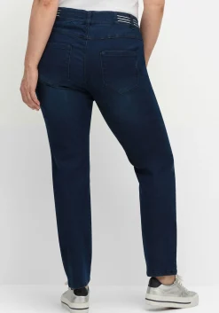 Schmale Jeans mit Glitzer-Zierband am Bund