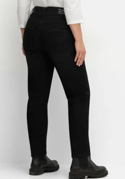 Schmale Jeans mit Glitzer-Zierband am Bund