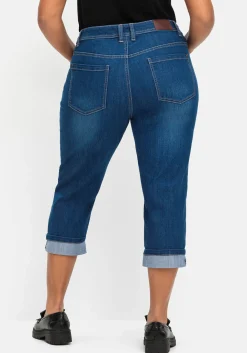 Schmale 7/8-Jeans mit Kontrasttape innen am Saum
