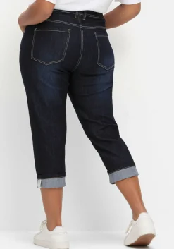 Schmale 7/8-Jeans mit Kontrasttape innen am Saum