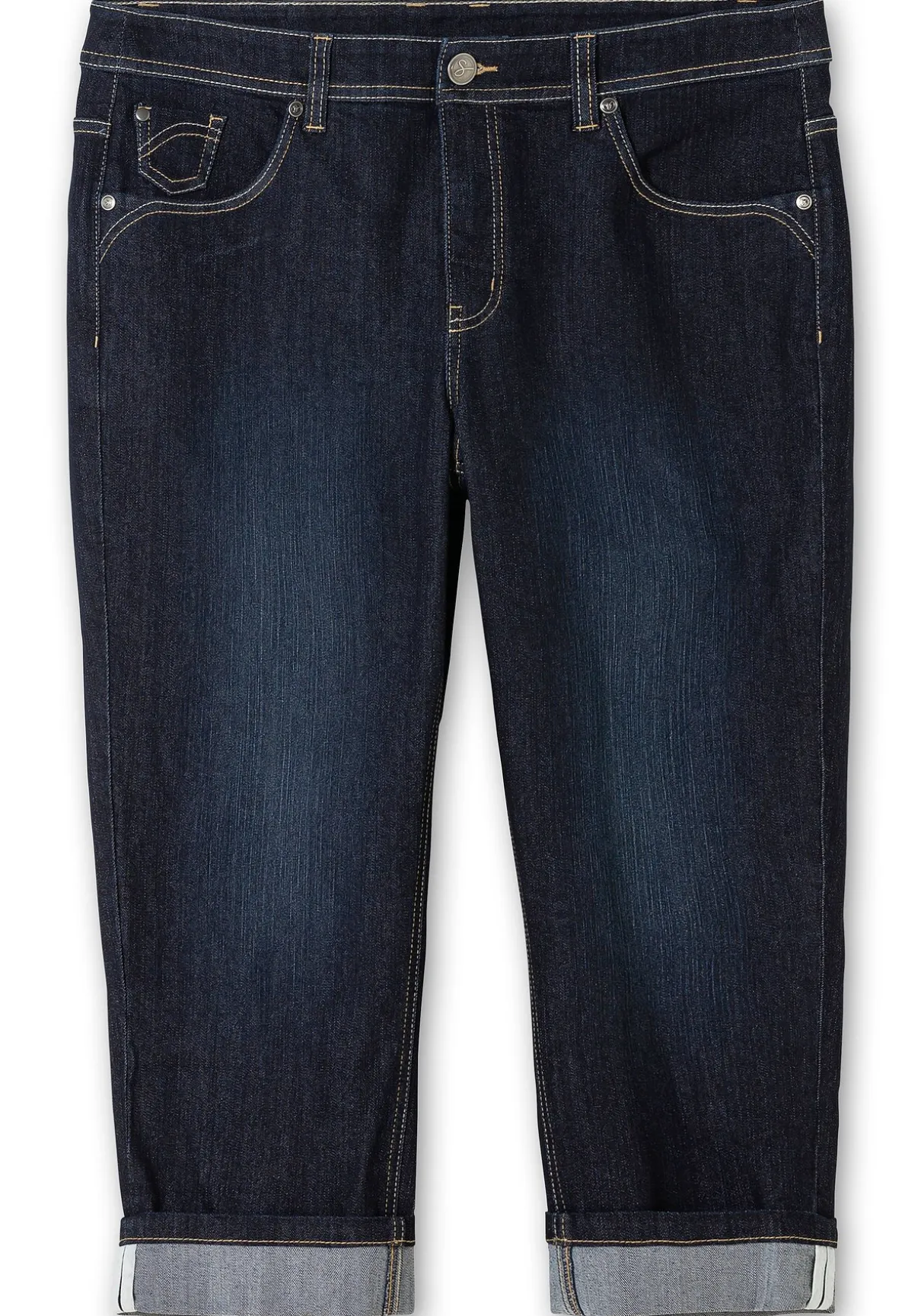 Schmale 7/8-Jeans mit Kontrasttape innen am Saum