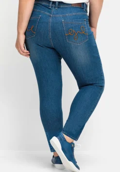 Schmale Jeans mit Kontrastnähten