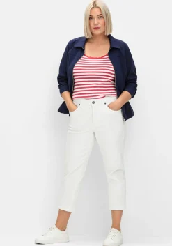 Schmale 7/8-Jeans mit Kontrasttape innen am Saum