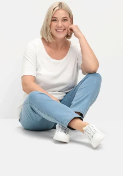 Schmale Jeans mit Stretchbund, ohne Taschen