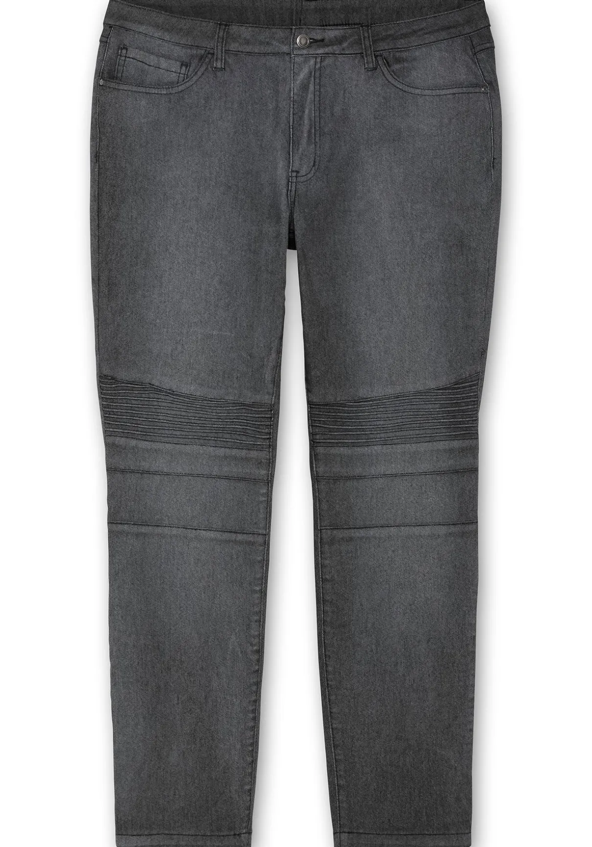 Schmale Jeans mit Ziernieten und Biesen