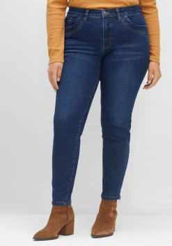 Schmale Jeans mit Zippern am Saumabschluss