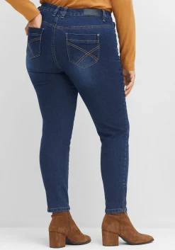 Schmale Jeans mit Zippern am Saumabschluss