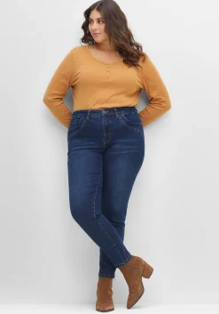 Schmale Jeans mit Zippern am Saumabschluss