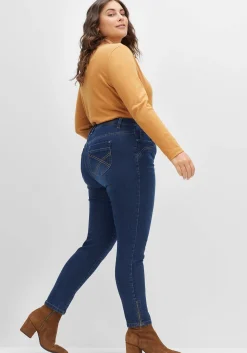 Schmale Jeans mit Zippern am Saumabschluss