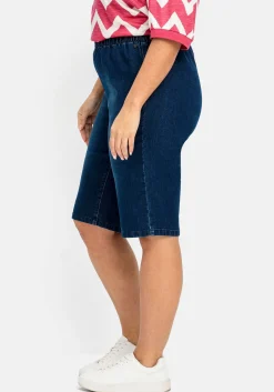 Schmale Jeans-Bermudas, mit Gummibund