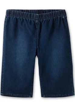 Schmale Jeans-Bermudas, mit Gummibund