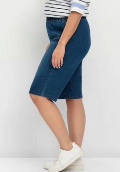 Schmale Jeans-Bermudas, mit Gummibund