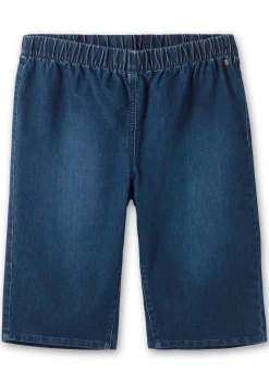 Schmale Jeans-Bermudas, mit Gummibund