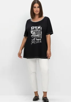 Schmale 7/8-Stretchhose mit elastischem Bund