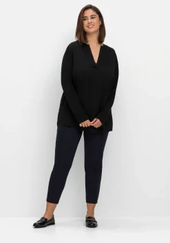 Schmale 7/8-Stretchhose mit elastischem Bund