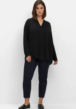 Schmale 7/8-Stretchhose mit elastischem Bund