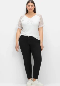 Schmale Superstretch-Jeans mit Glitzer-Details