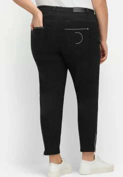 Schmale Superstretch-Jeans mit Glitzer-Details