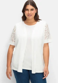 Set aus Spitzenshirt und Weste