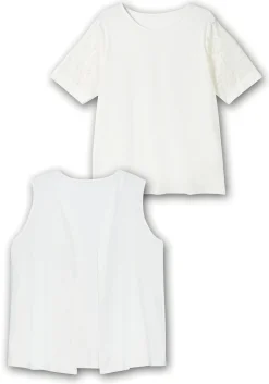 Set aus Spitzenshirt und Weste