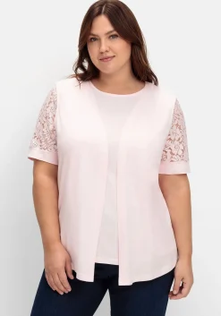 Set aus Spitzenshirt und Weste