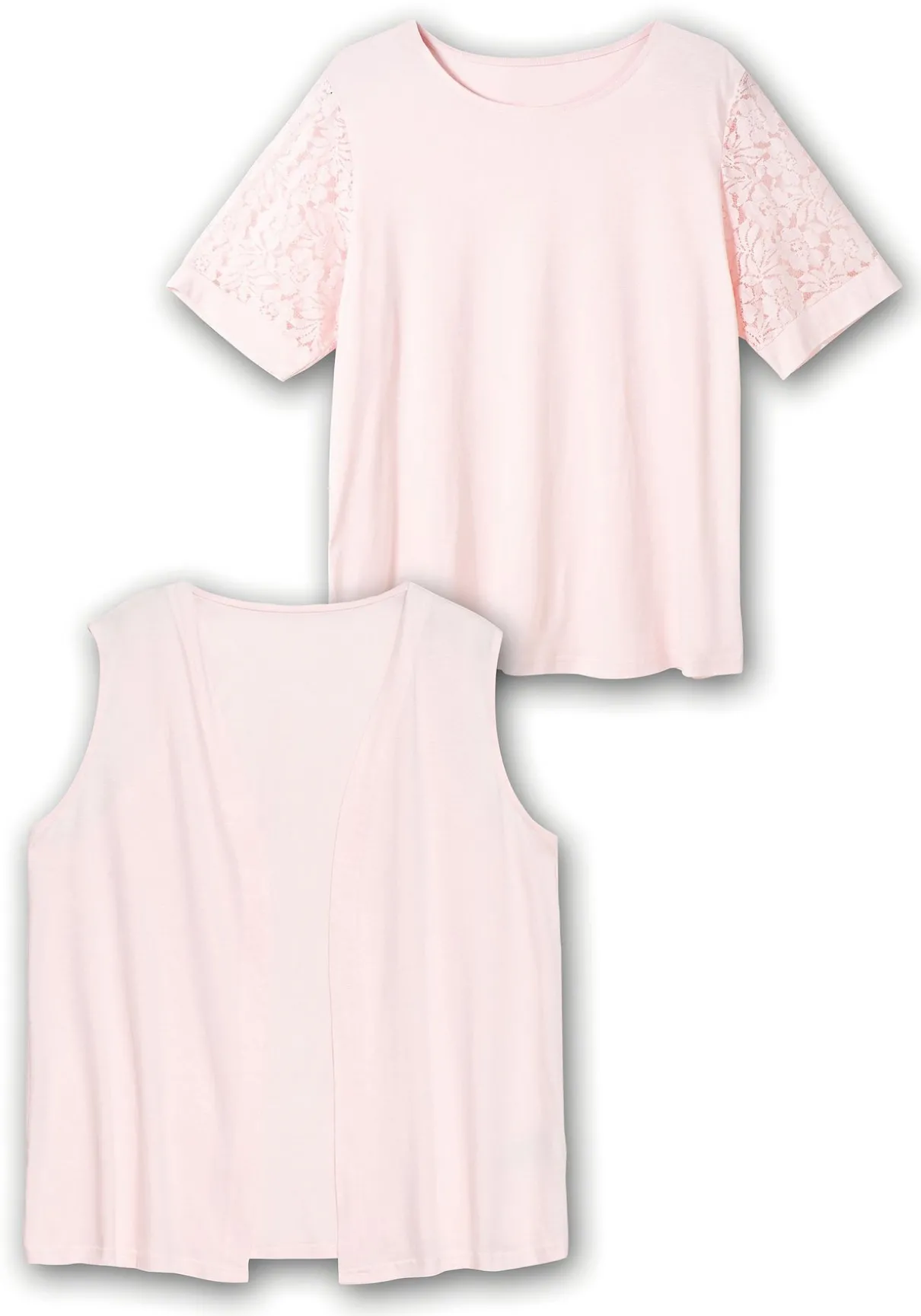 Set aus Spitzenshirt und Weste