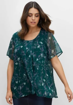 Shirt aus Chiffon mit Alloverdruck und Falten von