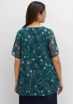 Shirt aus Chiffon mit Alloverdruck und Falten von