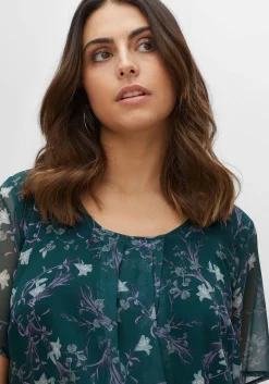 Shirt aus Chiffon mit Alloverdruck und Falten von