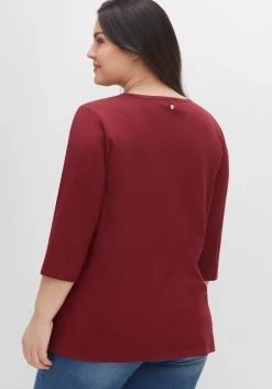 Shirt aus Jersey, mit V-Ausschnitt und Kellerfalte