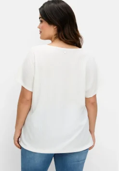 Shirt aus Struktur-Jersey, mit Gummizugsaum