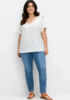 Shirt aus Struktur-Jersey, mit Gummizugsaum