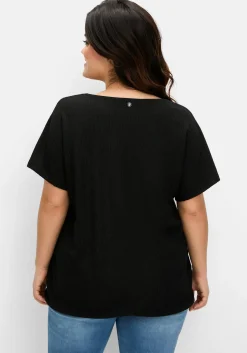 Shirt aus Struktur-Jersey, mit Gummizugsaum