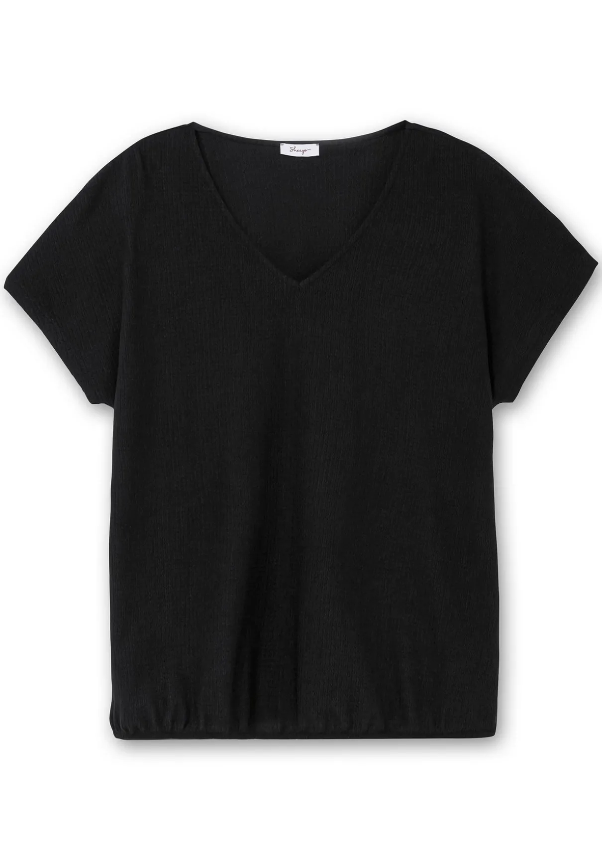 Shirt aus Struktur-Jersey, mit Gummizugsaum