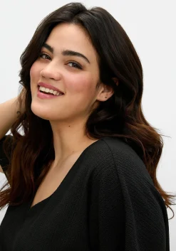 Shirt aus Struktur-Jersey, mit Gummizugsaum