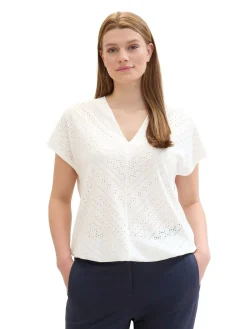 Shirt im Ajourmuster, mit elastischem Bund