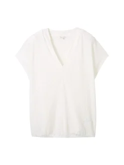 Shirt im Ajourmuster, mit elastischem Bund