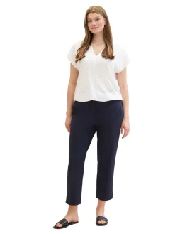 Shirt im Ajourmuster, mit elastischem Bund