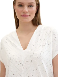 Shirt im Ajourmuster, mit elastischem Bund