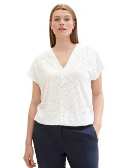 Shirt im Ajourmuster, mit elastischem Bund