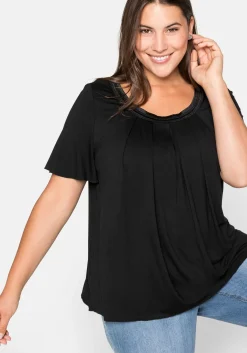 Shirt in A-Linie mit dekorativer Blende, aus Viskose-Jersey