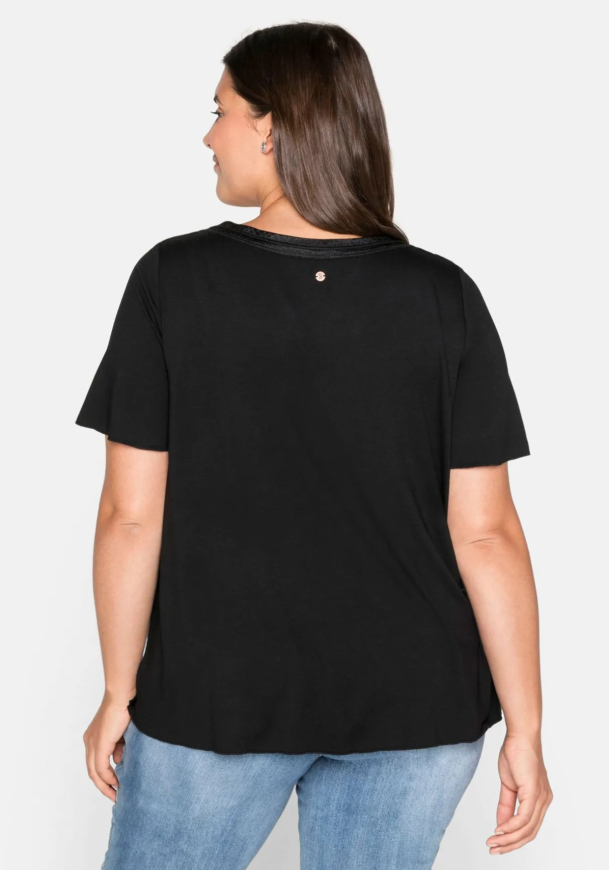 Shirt in A-Linie mit dekorativer Blende, aus Viskose-Jersey