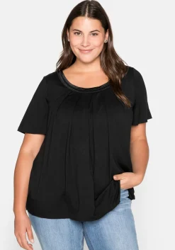 Shirt in A-Linie mit dekorativer Blende, aus Viskose-Jersey