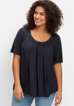 Shirt in A-Linie mit dekorativer Blende, aus Viskose-Jersey