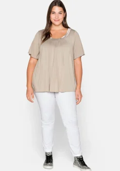 Shirt in A-Linie mit dekorativer Blende, aus Viskose-Jersey