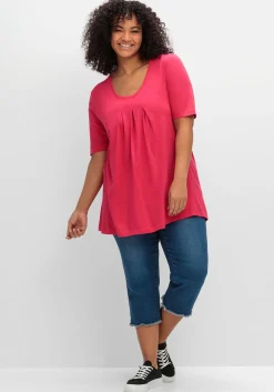 Shirt in A-Linie, mit Kellerfalten am Ausschnitt