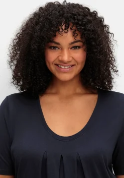 Shirt in A-Linie, mit Kellerfalten am Ausschnitt