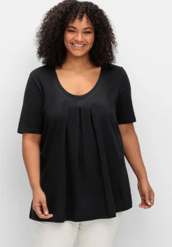 Shirt in A-Linie, mit Kellerfalten am Ausschnitt