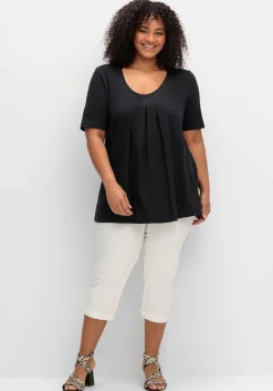 Shirt in A-Linie, mit Kellerfalten am Ausschnitt