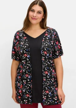 Shirt in 2-in-1-Optik, mit Blumendruck